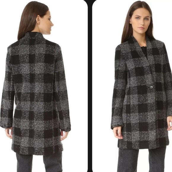 Gray Buffalo Plaid Club Monaco Japhia Fall Coat size xs - Picture 2 of 8